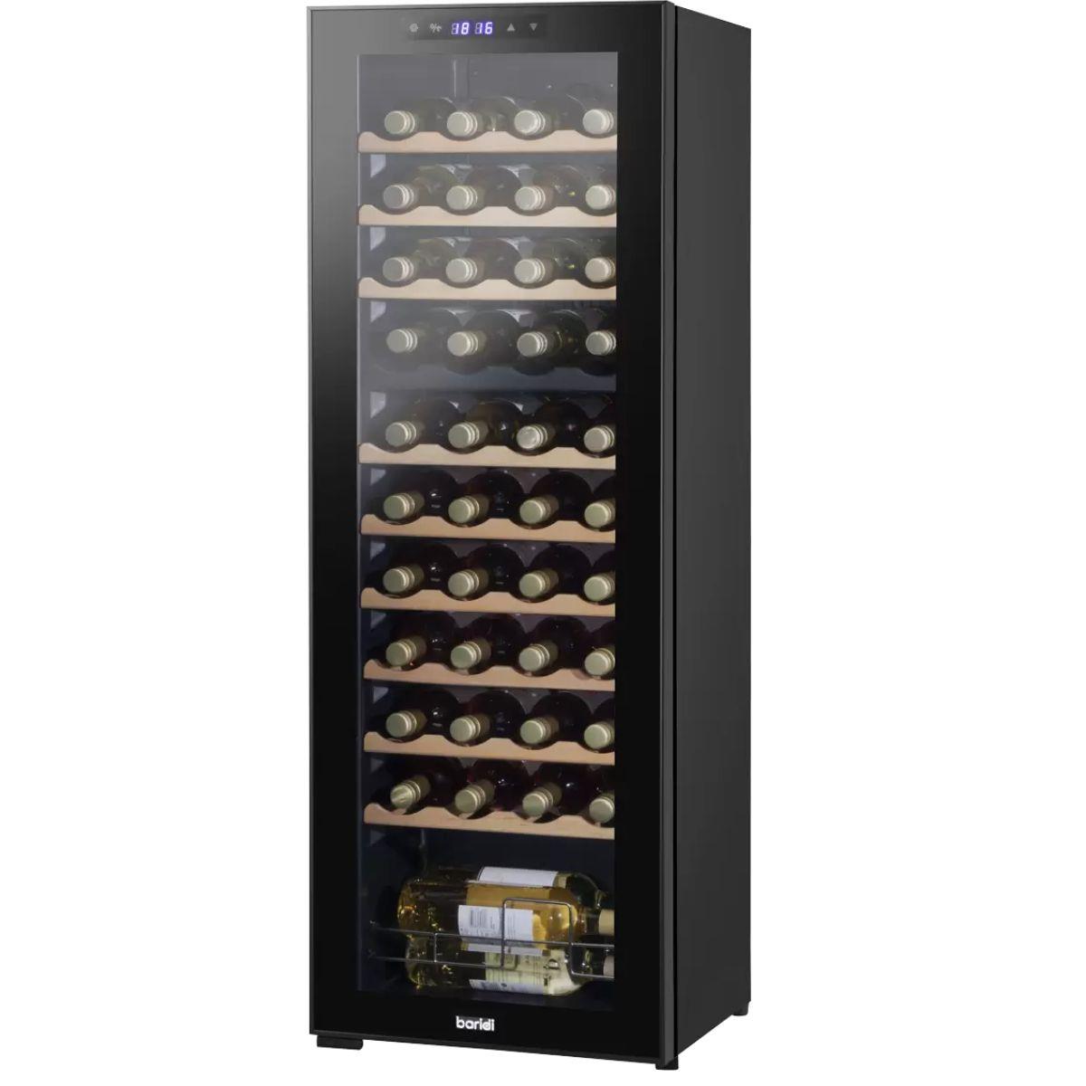 Sealey DH92 Baridi 44 Bottle Dual Zone Wine Fridge with Digital Touch Screen Controls & LED Light Black 230V