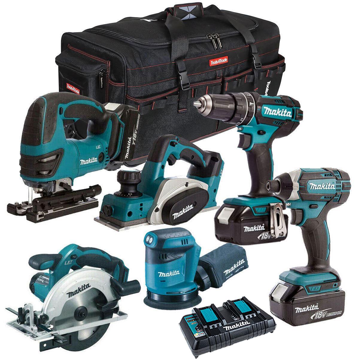 Makita MAKWOOD6PC 6 Piece Carpentry Tool Kit 18V LXT with 3 x 5.0Ah Battery & Charger