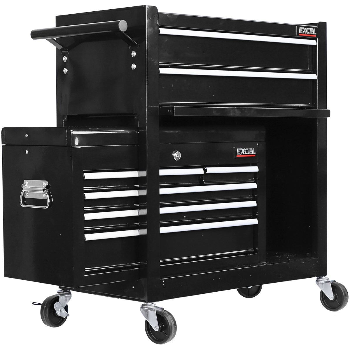 Excel Roller Tool Chest Cabinet 8 Drawers Storage Toolbox Black Item Condition Damaged Box