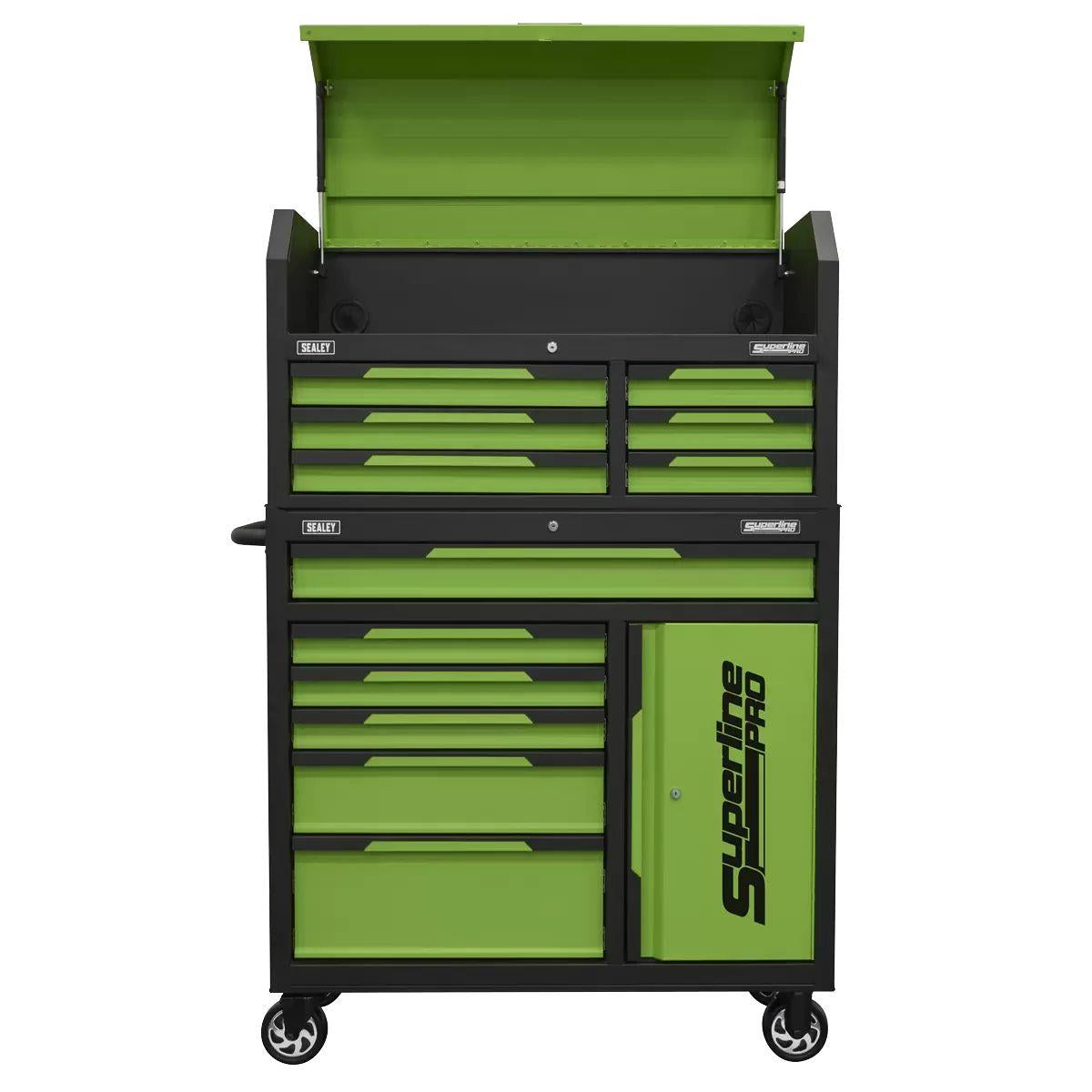 Sealey AP1080HVG Superline Pro Topchest & Rollcab Combination 12 Drawer & 1 Door Cupboard Green