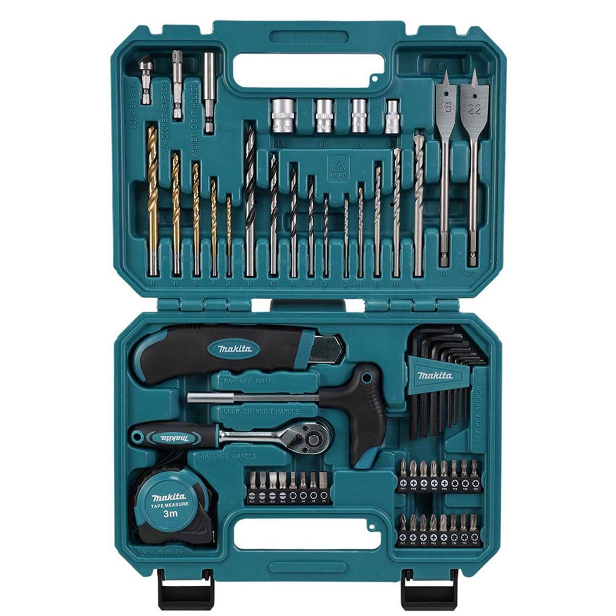 Makita E-15095 Drill Bit and Hand Tool Set Of 60 Pieces In Case