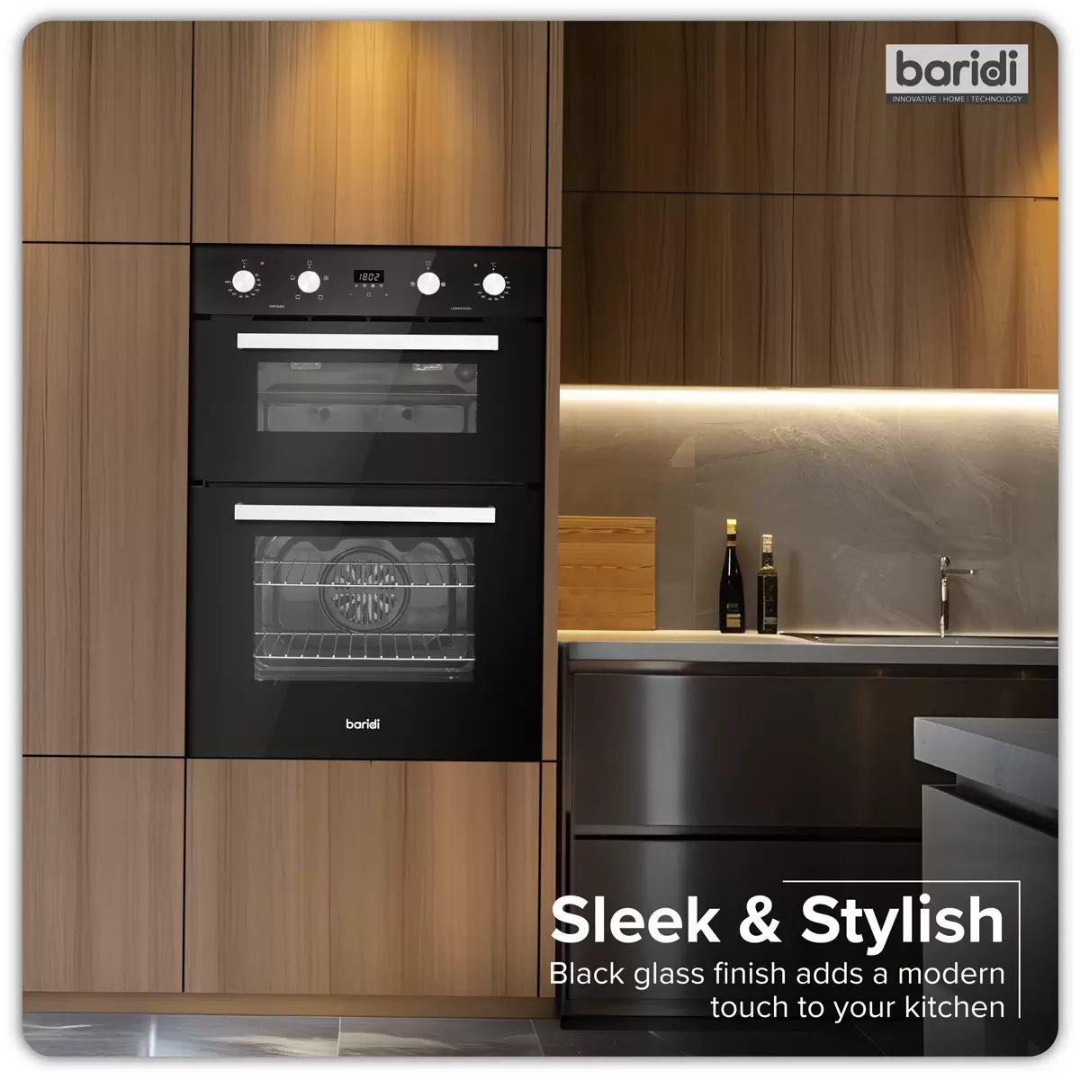 Sealey DH279 Baridi 90cm Built-In Double Oven, 88L Capacity, Energy Rating A Black 240V
