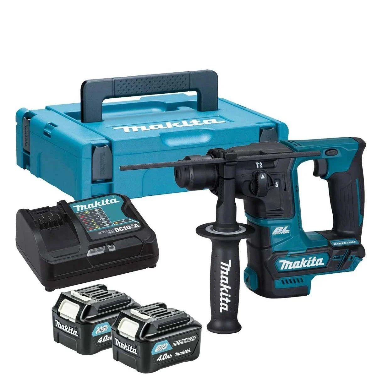 Makita HR166DSMJ 12V Max Brushless Rotary Hammer 16mm with 2 x 4.0Ah Batteries, Fast charger in Makpac Case