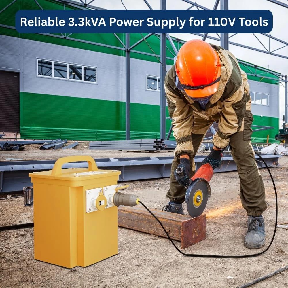Connexion 3.3kVA 110V Site Transformer with Dual 16A Sockets, 13A Plug & 1.5m Cable - 10961