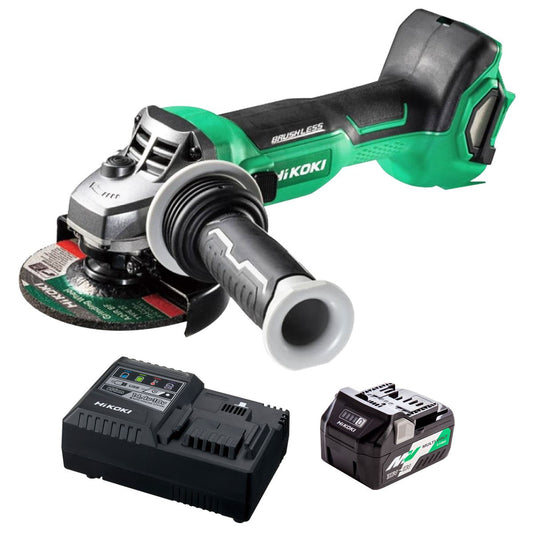Hikoki G1812DAW4Z 18V Brushless 115mm Angle Grinder with 1 x 2.5Ah/5.0Ah Battery & Charger