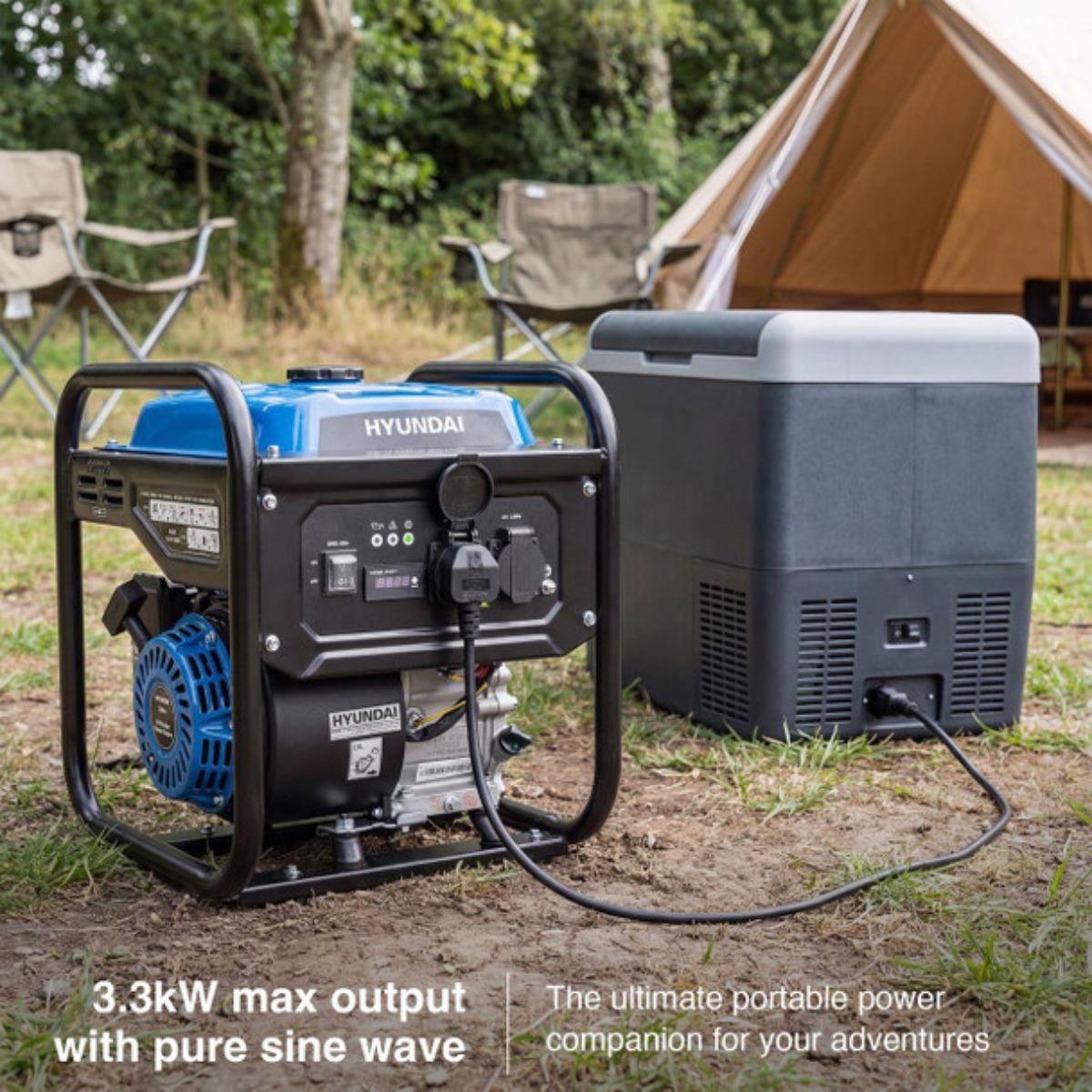 Hyundai HY3750i Inverter Open Framed Generator Recoil Start Pure Sine Wave 230V/3300W