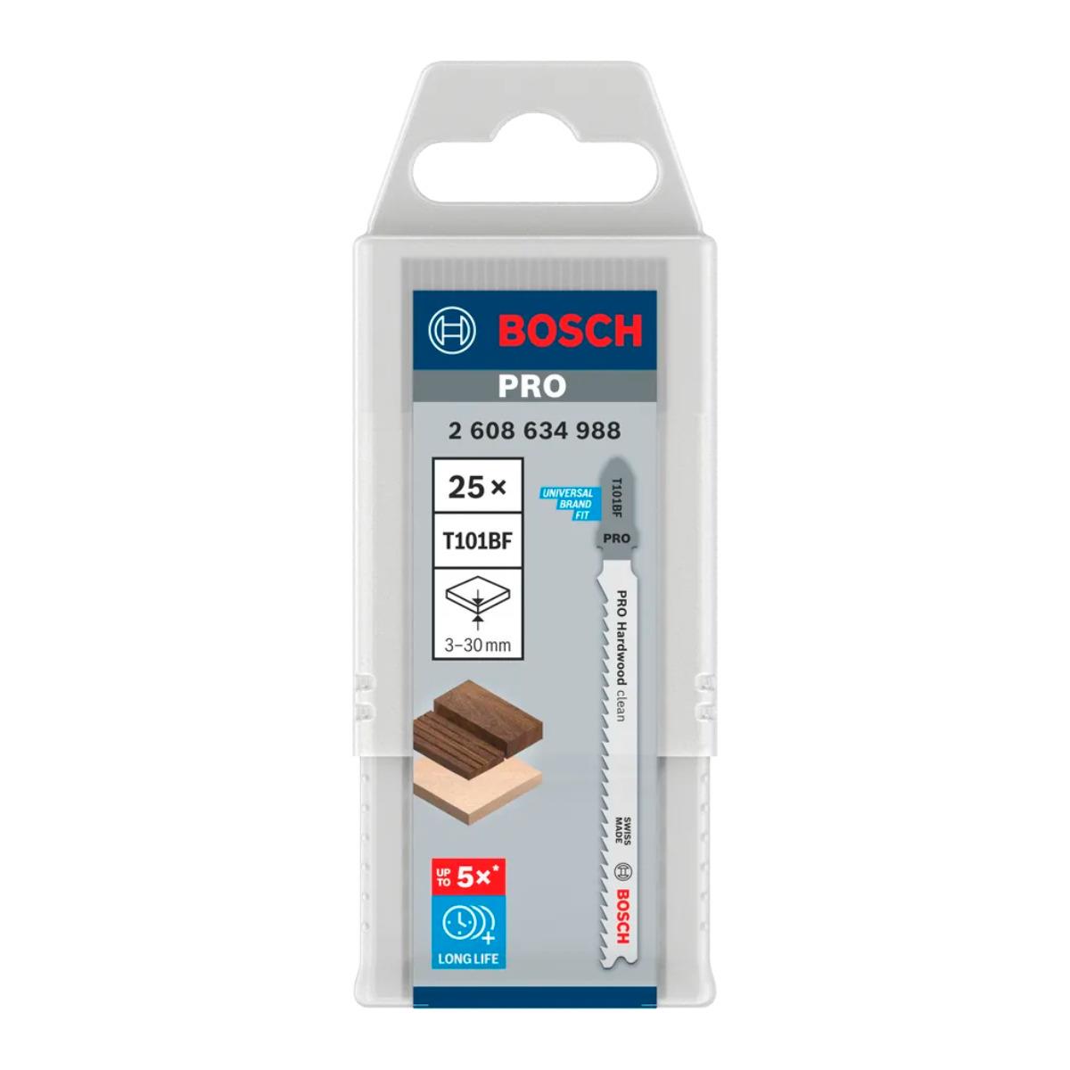 Bosch PRO Hardwood Clean T101BF 100mm Jigsaw Blade Pack of 25 - 2608634988