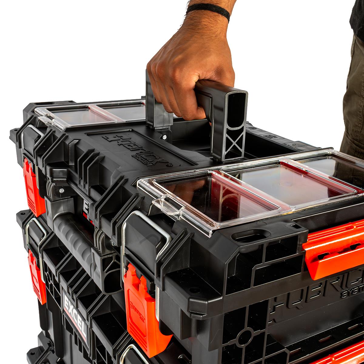 Excel Modular Tool Box Heavy Duty Mobile Storage 3 Piece Set with Wheels