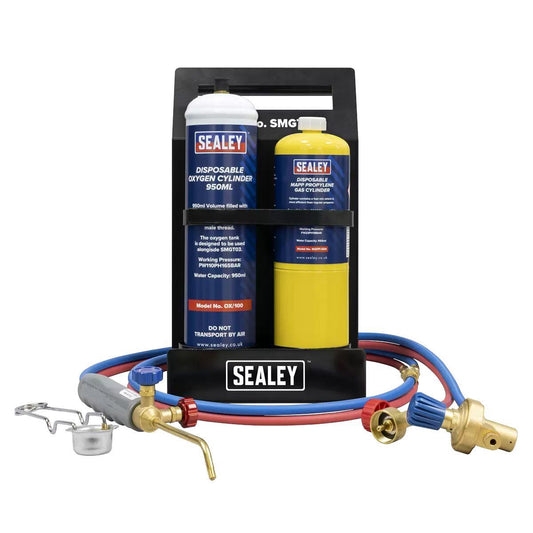 Sealey SMGKIT02 MAPP Gas & Oxygen Brazing Kit with 400g MAPP Cylinder & 950ml Oxygen Cylinder