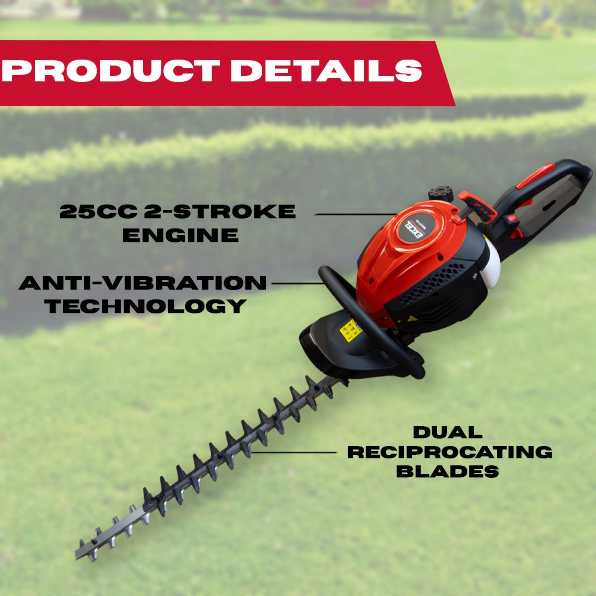 Excel 600mm (24-Inch) 25cc Petrol Hedge Trimmer