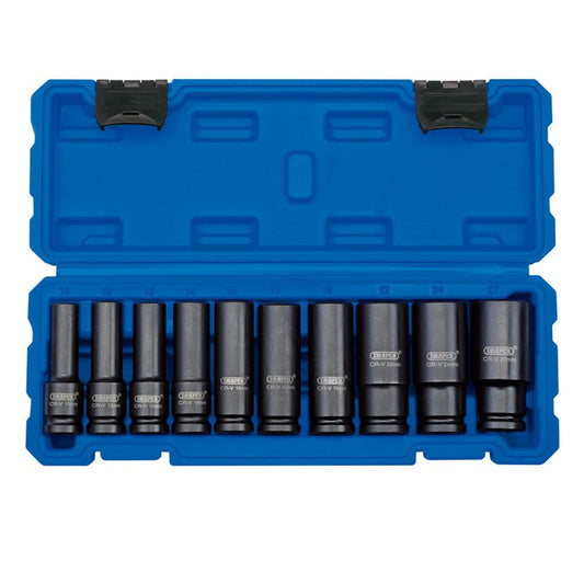Draper 1/2" Square Drive Impact Socket Metric Deep Set of 10 Piece - 83096