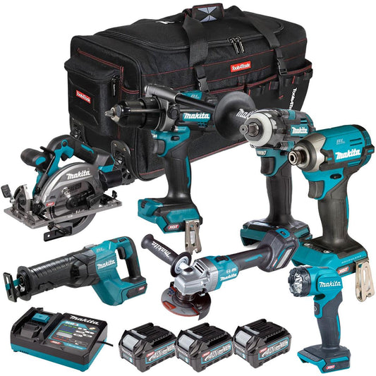 Makita 40V XGT 7 Piece Brushless Power Tool Kit with 3 x 2.5Ah Battery T4TKIT-16060