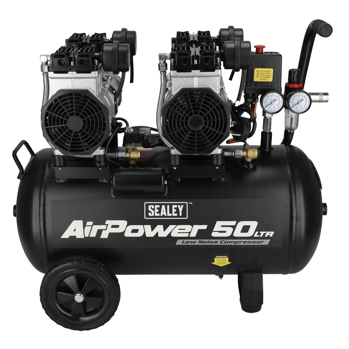 Sealey SAC5001S 50L Low Noise Oil Free Direct Drive Air Compressor 2 x 2hp/230V