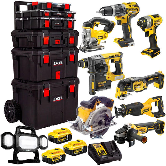 DeWalt DCKT4T9AP4 18V 9 Piece Power Tool Kit with 3 x 5.0Ah Battery & Trolley Toolbox