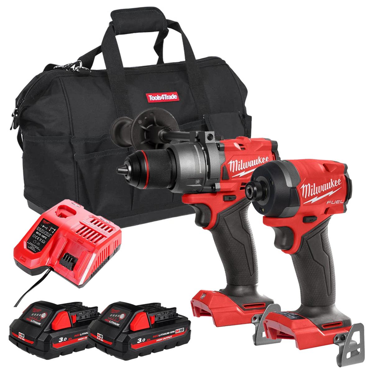 Milwaukee M18FPP2A11-502B M18 Fuel 18V Brushless Twin Kit with 2 x 3.0Ah Battery, Charger & Bag