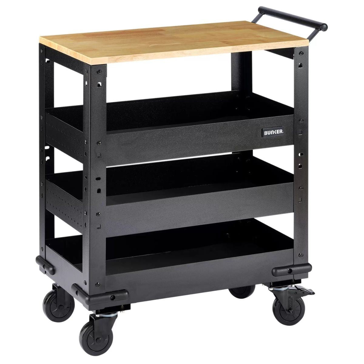 Draper B400-3TCRWOOD BUNKER 714mm Modular 3 Tier Trolley with Pull Handle & Hardwood Worktop 11495