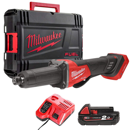 Milwaukee M18FDGROVPDB-0X 18V Brushless Braking Die Grinder with 1 x 2.0Ah Battery Charger & Case