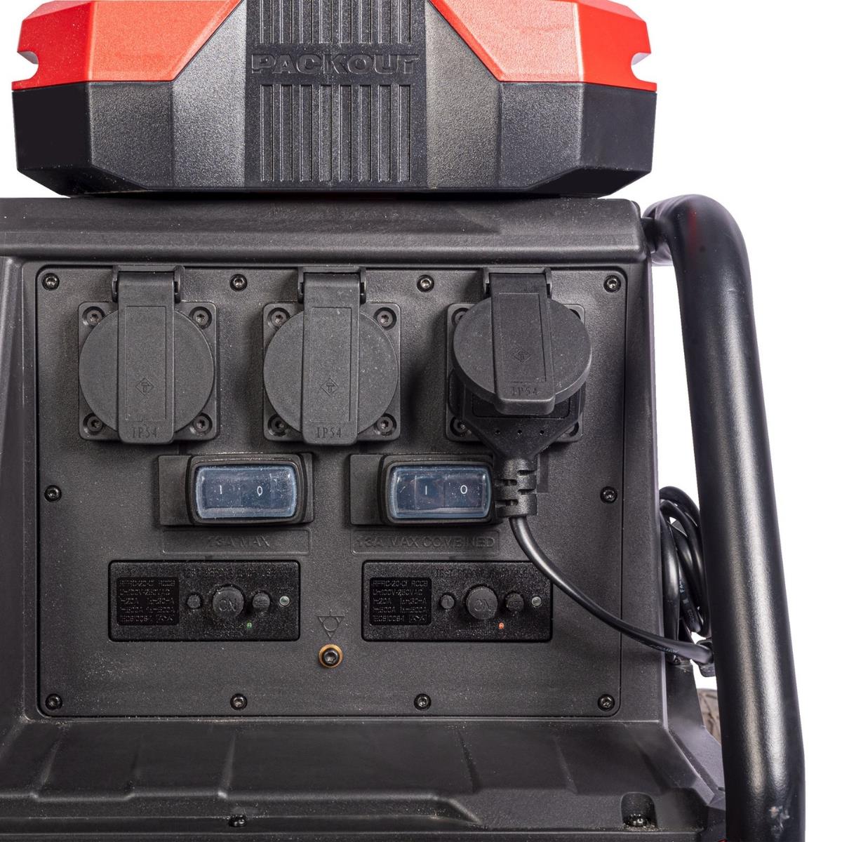 Milwaukee IRPSUOP2500 GB2 Packout Roll-On Mobile Power Supply 240V with 3 x 6.0Ah FORGE Battery & 6 Bay Rapid Charger