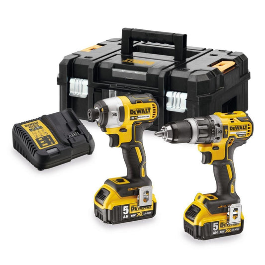 Dewalt DCK266P2T 18V XR Brushless Twin Kit with 2 x 5.0Ah Battery, Charger & TSTAK Case