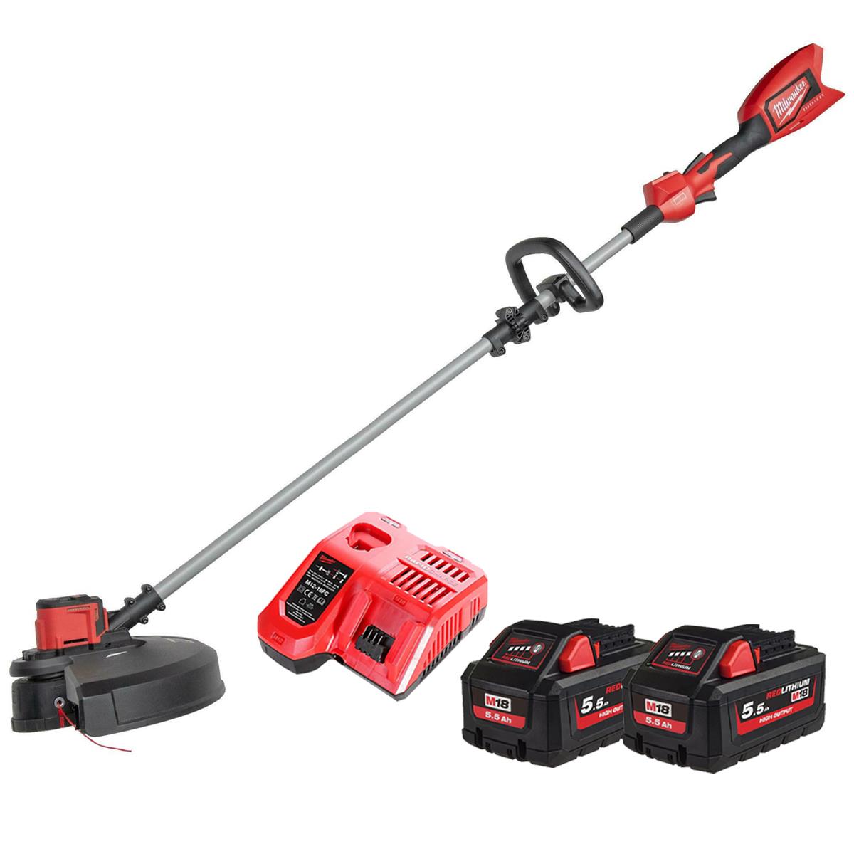 Milwaukee M18BLLT-0 18V Brushless Line Trimmer With 2 x 5.5Ah Battery & Charger