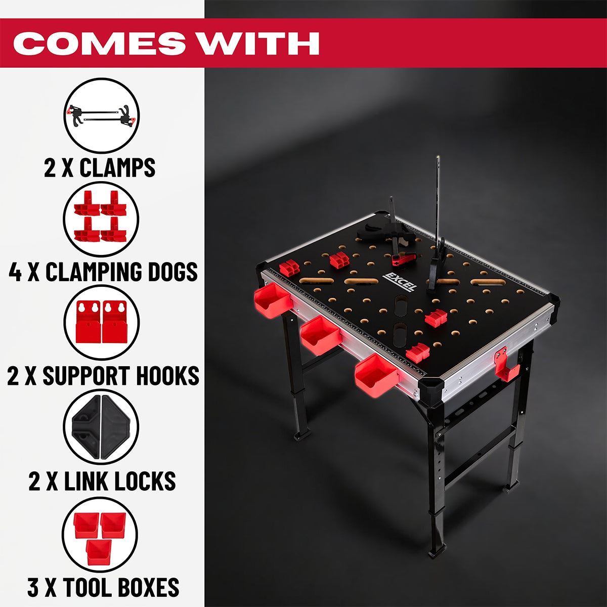 Excel Foldable Workbench Table with Adjustable Height