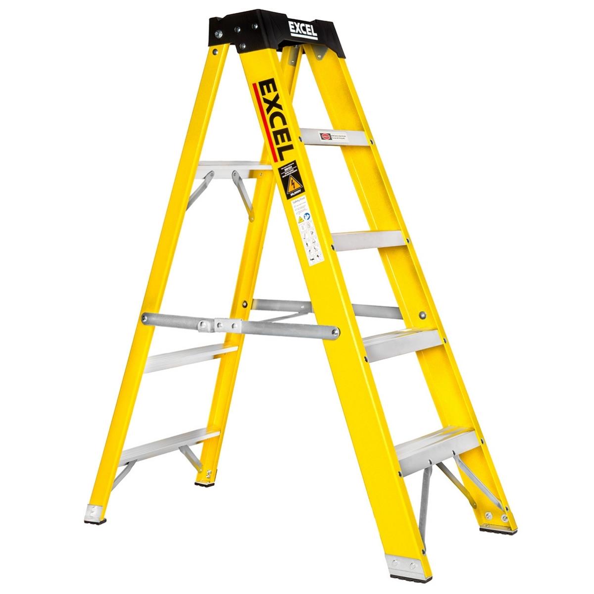 Excel Electricians Fibreglass Step Ladder 5 Tread 1.2m Heavy Duty Item Condition Damaged Box