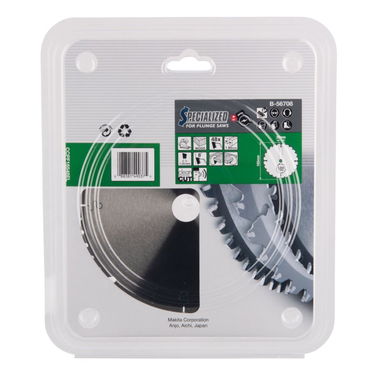 Makita B-56708 165 x 20 mm x 48T T.C.T Specialized Circular Saw Blade For Wood