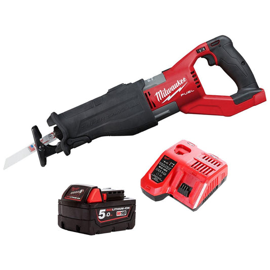 Milwaukee M18FSX-0 18V M18 FUEL Sawzall Reciprocating Saw with 1 x 5.0Ah Battery & Charger