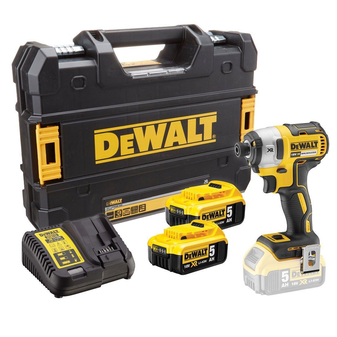 Dewalt DCF887P2-GB 18V Brushless 3 Speed Impact Driver 2 x 5.0Ah Battery & Charger