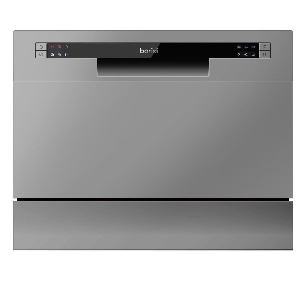 Sealey DH84 Baridi Tabletop Dishwasher 6 Place Settings 6.5L Capacity Silver 230V/1280W