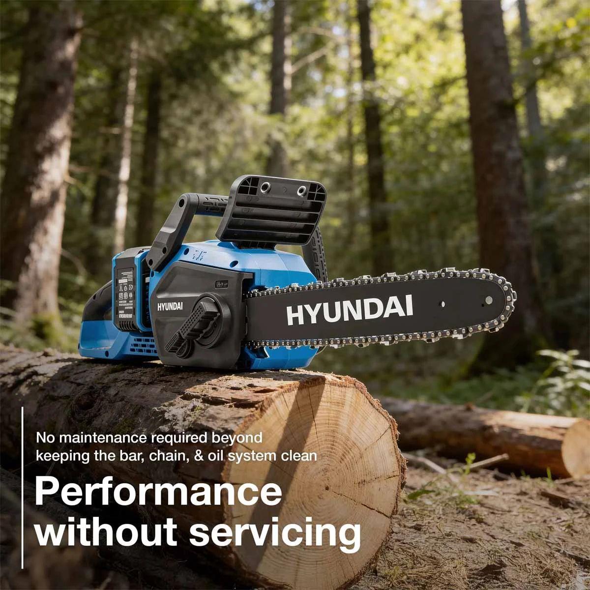 Hyundai HY40CCS350 2 x 20V 4Ah Brushless Cordless Chainsaw 350mm with 2 x 4.0Ah Batteries and Charger