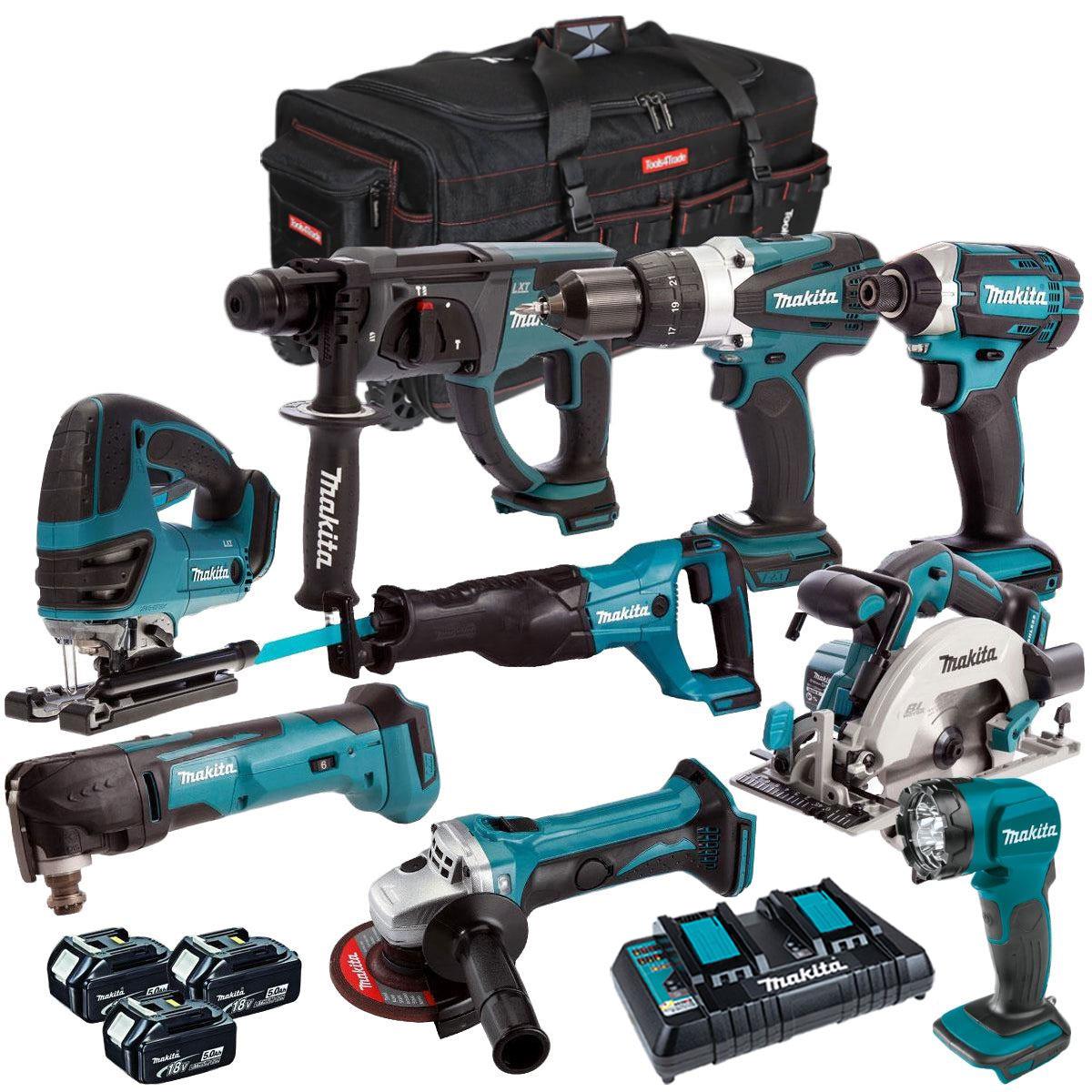 Makita DLXT4T9068 18V 9 Piece Power Tool Kit with 3 x 5.0Ah Battery & Charger