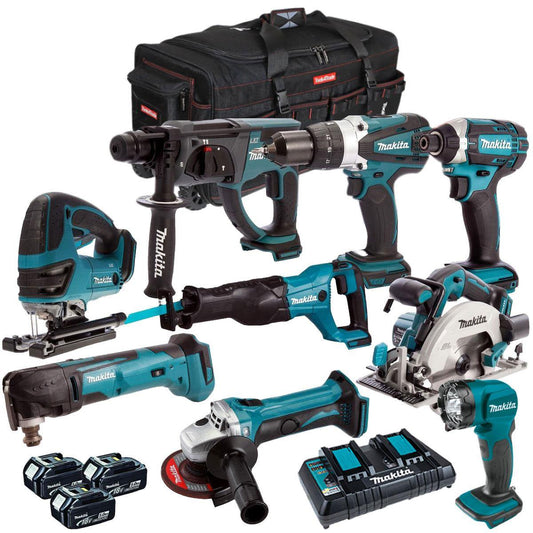 Makita DLXT4T9068 18V 9 Piece Power Tool Kit with 3 x 5.0Ah Battery & Charger