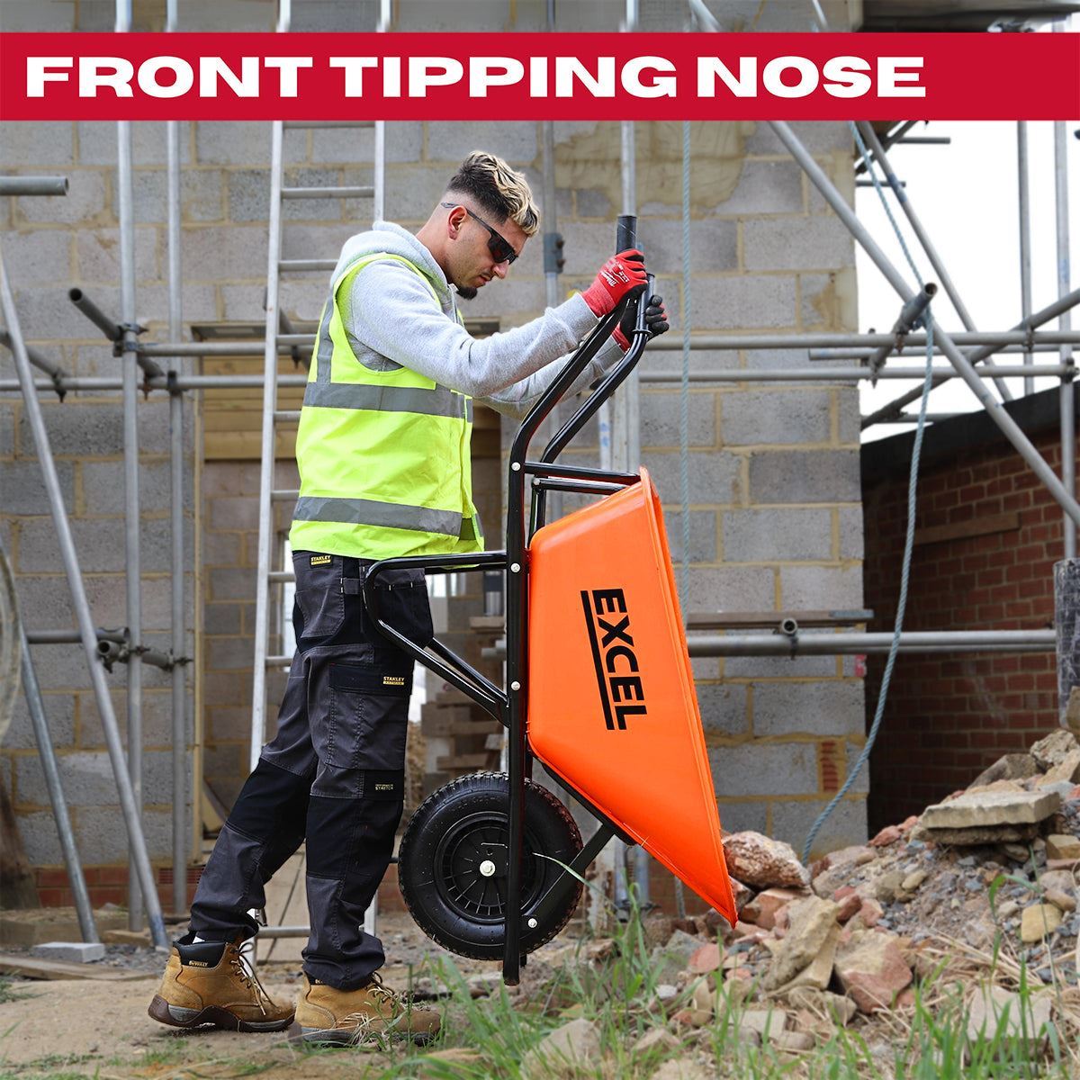 Excel Heavy Duty Wheelbarrow with 100L HDPE Tray