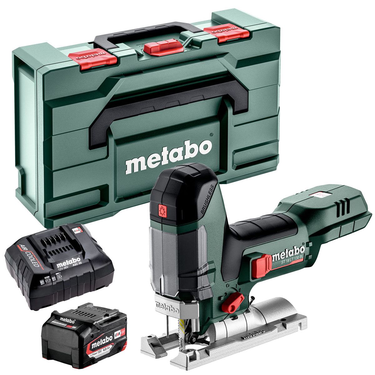 Metabo ST 18 LT 130 BL 18V Brushless Jigsaw with 1 x 4.0Ah Battery Charger & Metabox