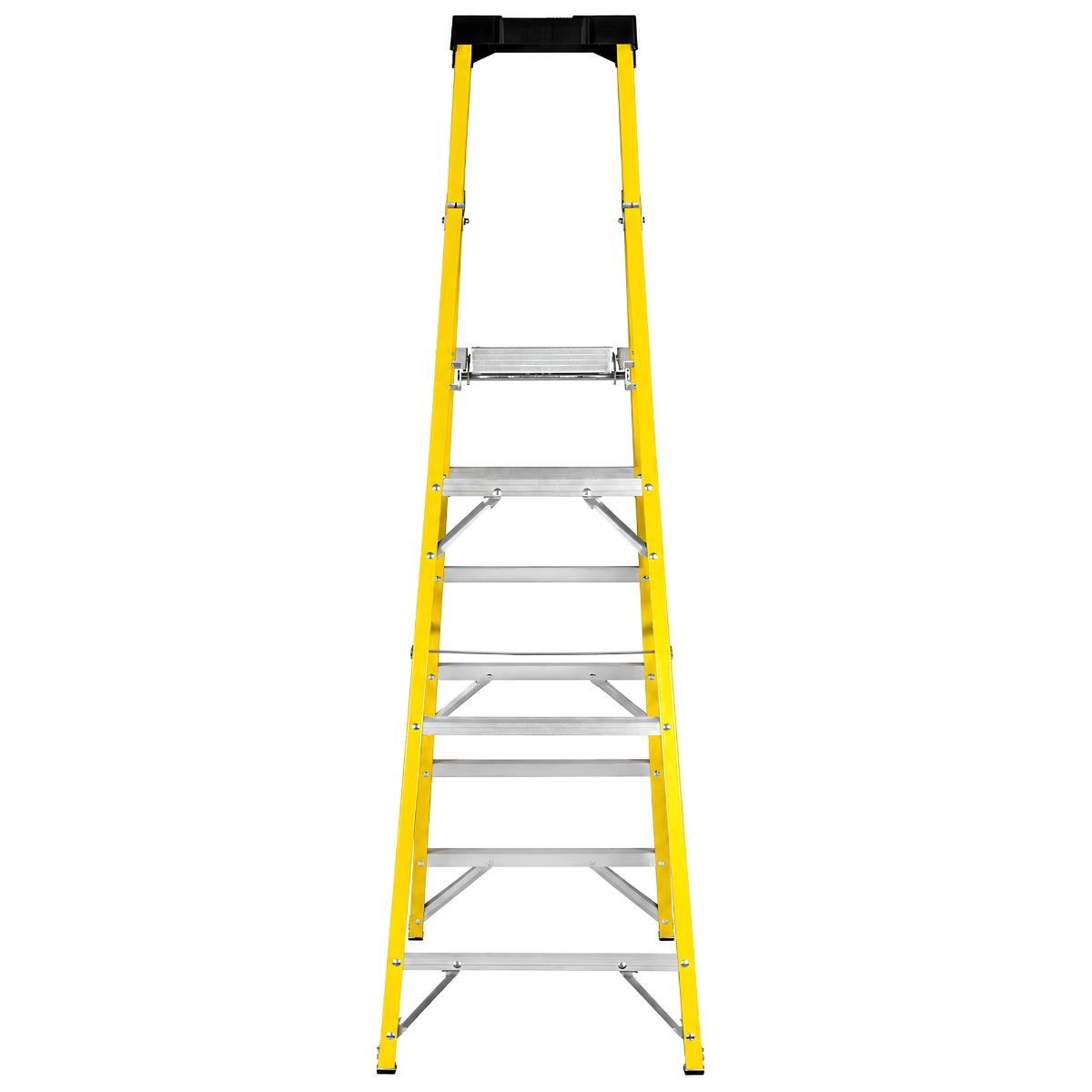 Excel Electricians Fibreglass Platform Step Ladder 6 Tread 2.04m EN131 Yellow