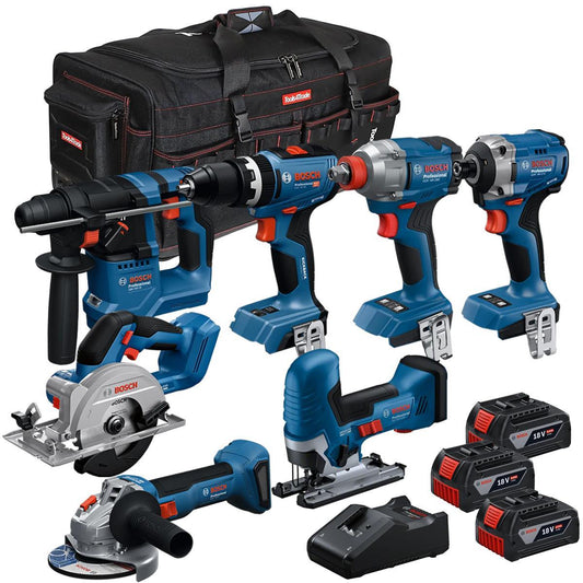 Bosch 18V 7 Piece Brushless Combo Tool Kit with 3 x Batteries & Charger T4TKIT-28135