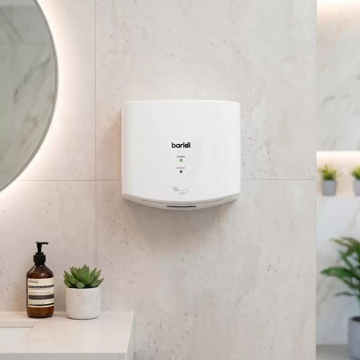 Sealey DH378 Baridi High Speed Hand Dryer with Auto Sensor 1400-1650W/230V White
