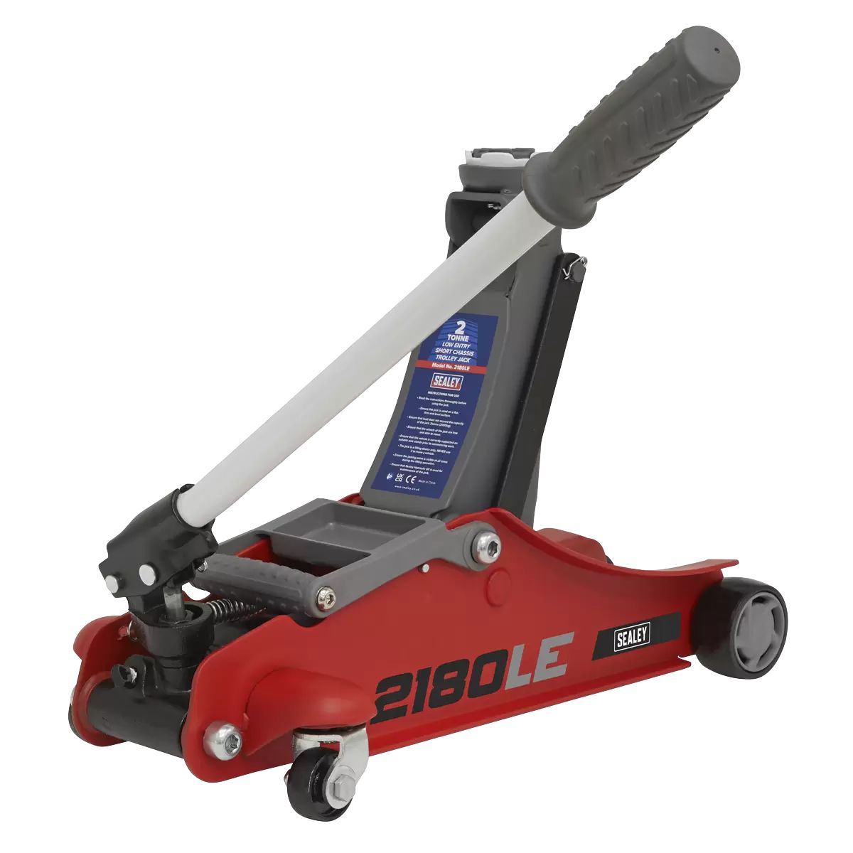 Sealey 2180LE 180° Handle Low Profile Short Chassis Trolley Jack 2 Tonne Red