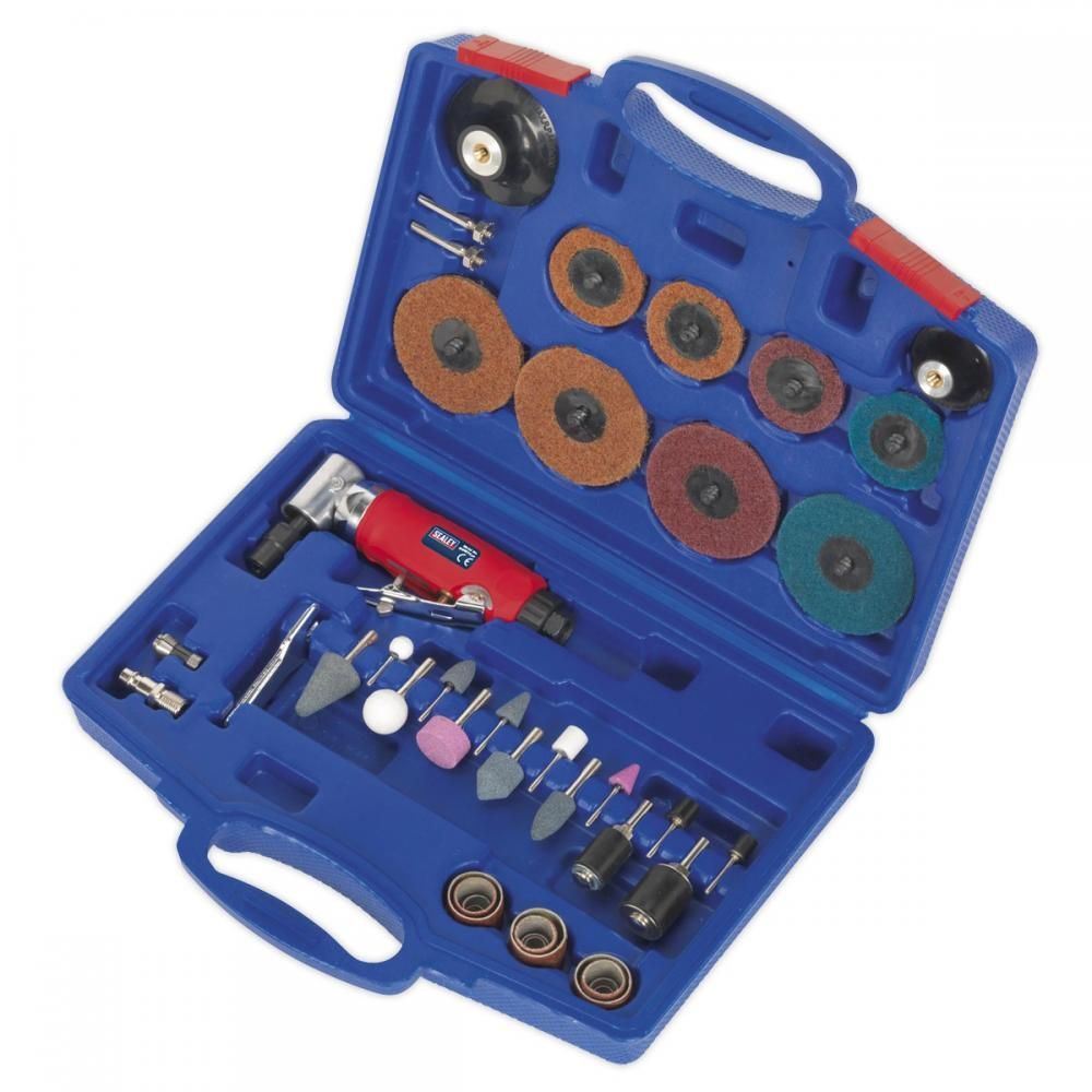 Sealey GSA674K Air Angle Die Grinder and Accessories Kit 42 Piece