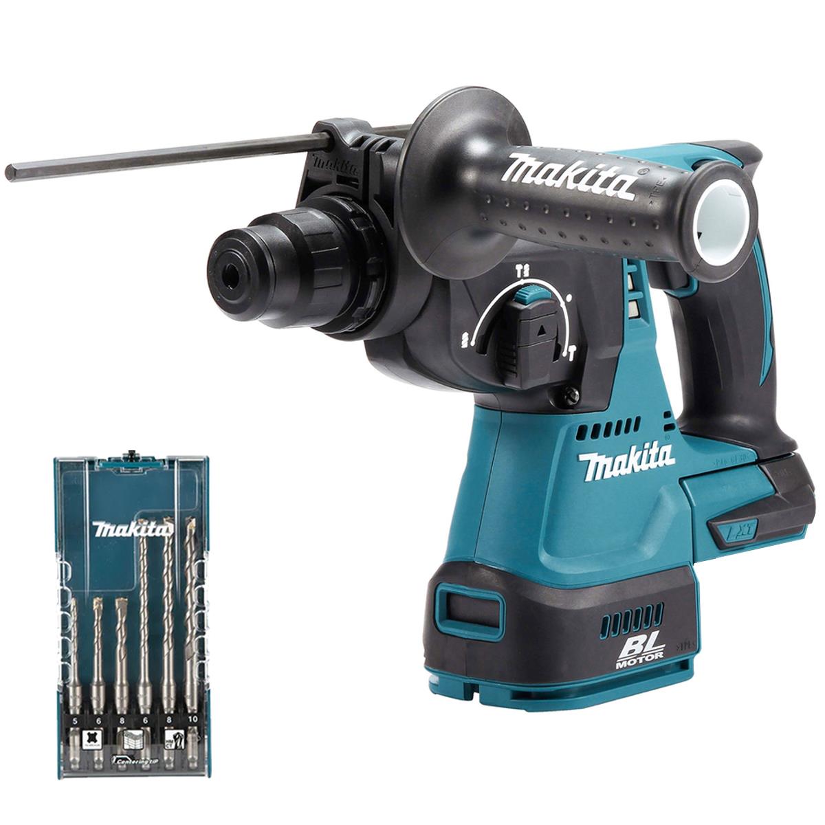 Makita DHR242Z 18V Brushless SDS+ Rotary Hammer Drill With 6 Piece Drill Bit Set