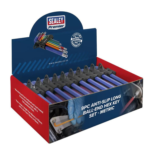 Sealey AK7190DB Ball-End Hex Key Set 9pc Long Metric Display Box of 10
