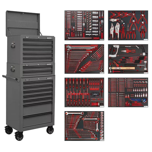 Sealey TBTPCOMBO6 Superline PRO Tool Chest Combination 14 Drawer with 446pc Tool Kit Grey