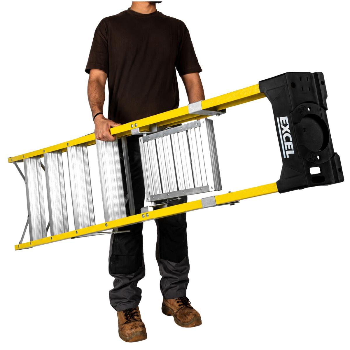 Excel Electricians Fibreglass Platform Step Ladder 5 Tread 1.81m EN131 Yellow