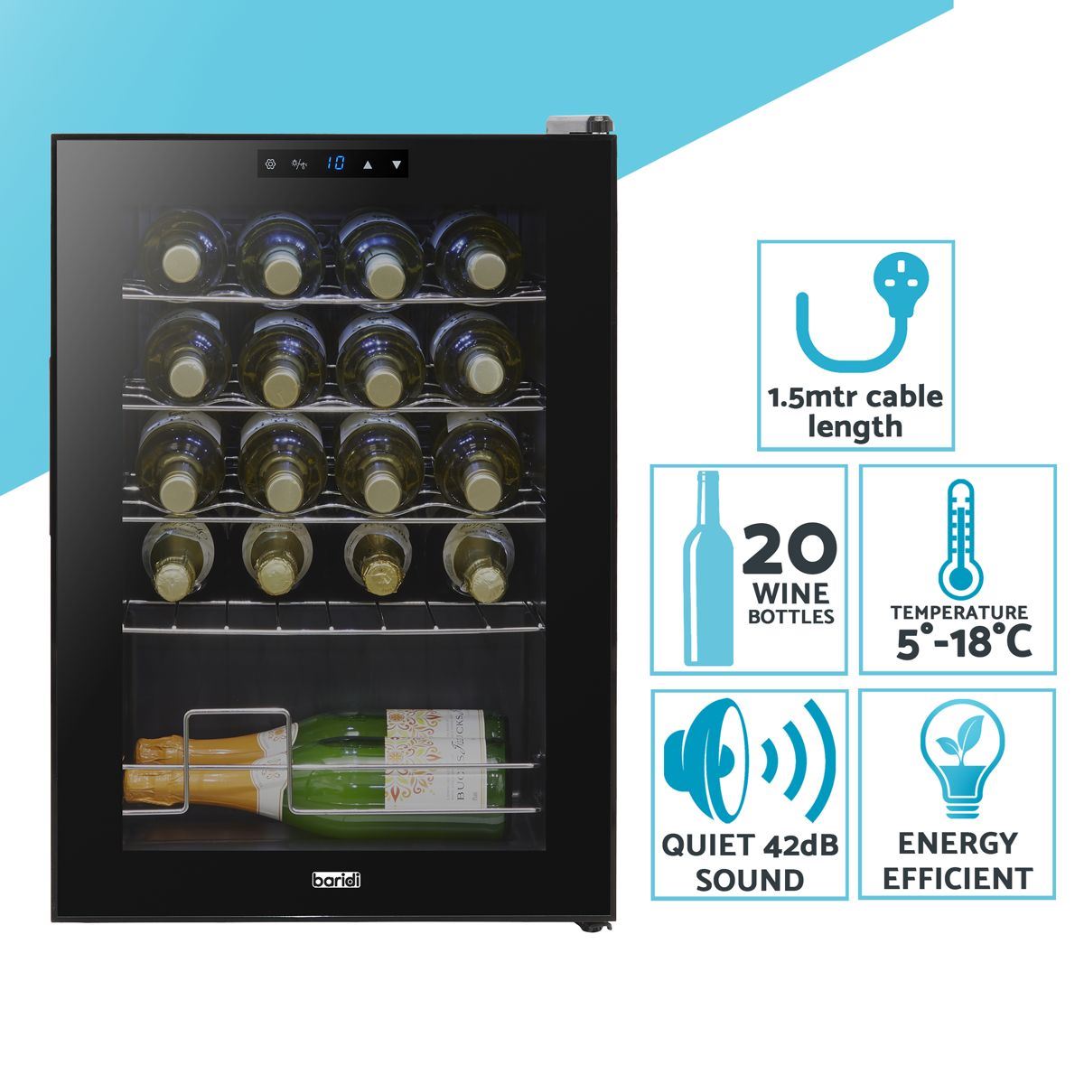 Sealey DH8 Baridi 20 Bottle Tabletop Fridge & Cooler 220-240V