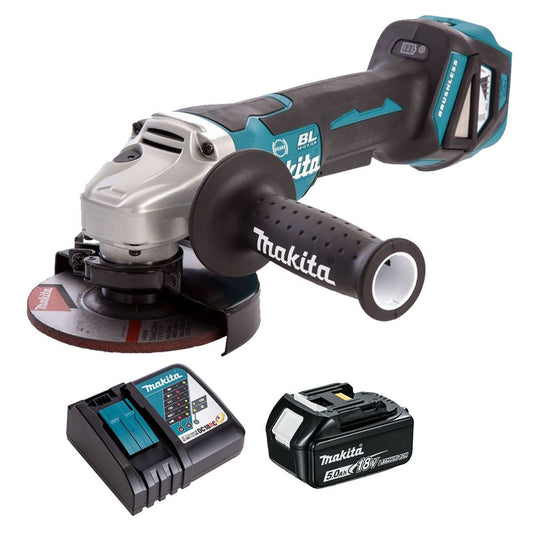 Makita DGA517Z 18V LXT Brushless 125mm Angle Grinder with 1 x 5.0Ah Battery & Charger