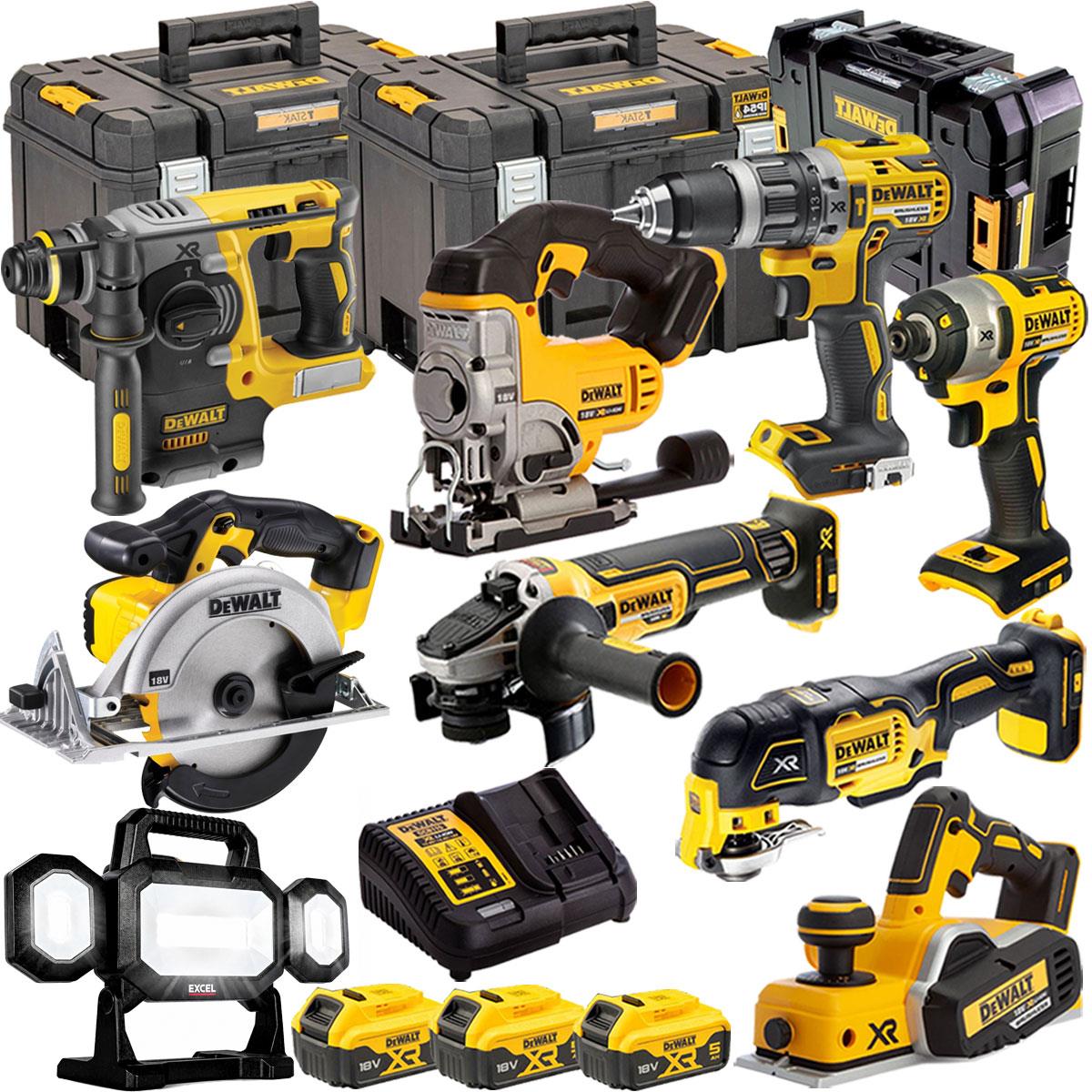 Dewalt 18V 9 Piece Power Tool Kit with 3 x 5.0Ah Battery & Charger T4TKIT-483