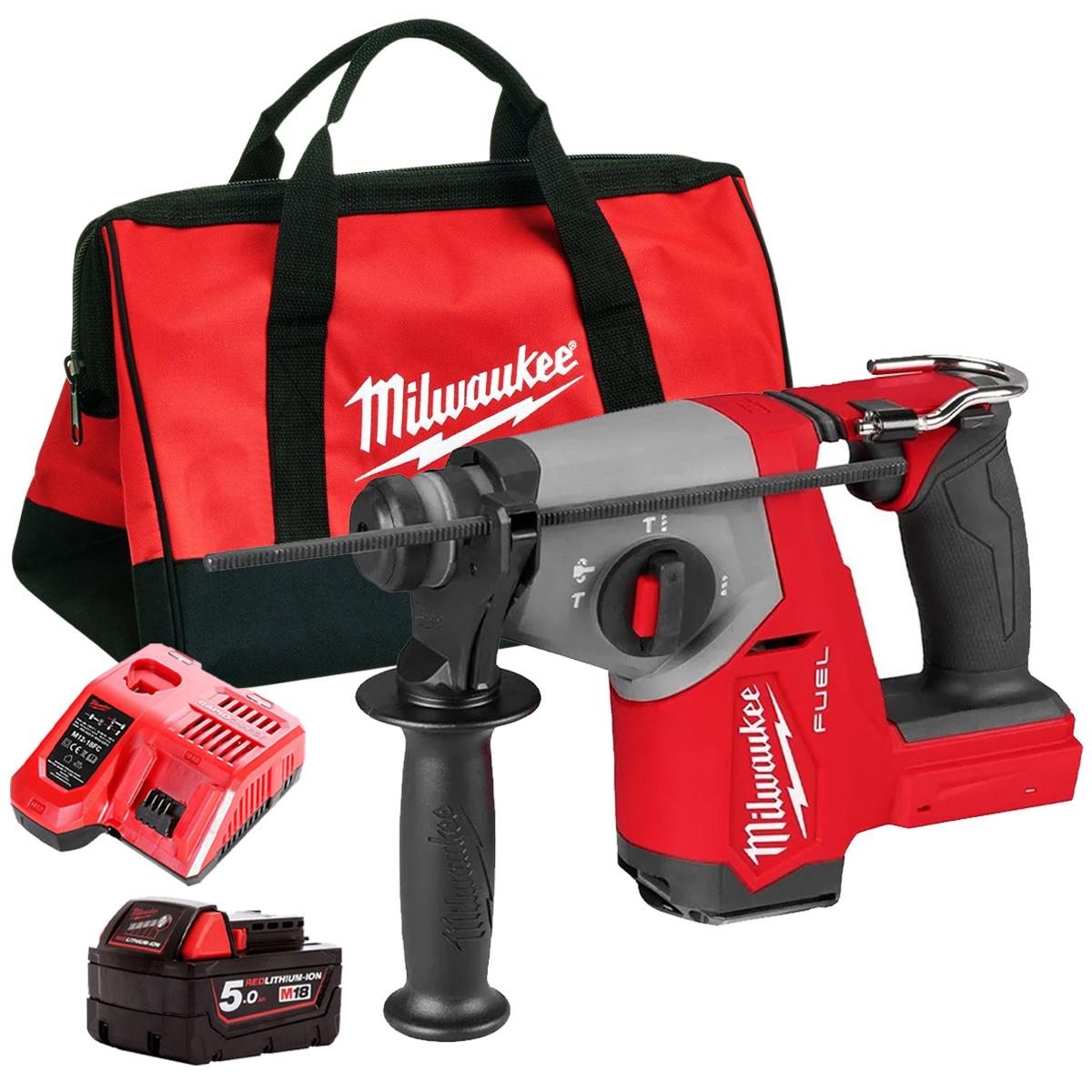 Milwaukee M18FHAC16-0 18V Brushless SDS-Plus Hammer Drill With 1 x 5.0Ah Battery Charger & Bag