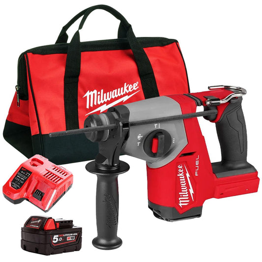 Milwaukee M18FHAC16-0 18V Brushless SDS-Plus Hammer Drill With 1 x 5.0Ah Battery Charger & Bag