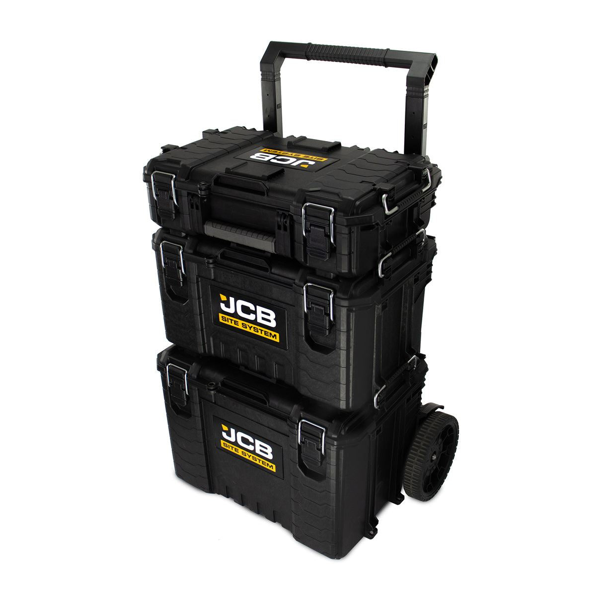 JCB SITESYS-ST 3-Piece Modular Tool Storage System with Cart, Tool Box & Organiser Case with Heavy Duty Wheels